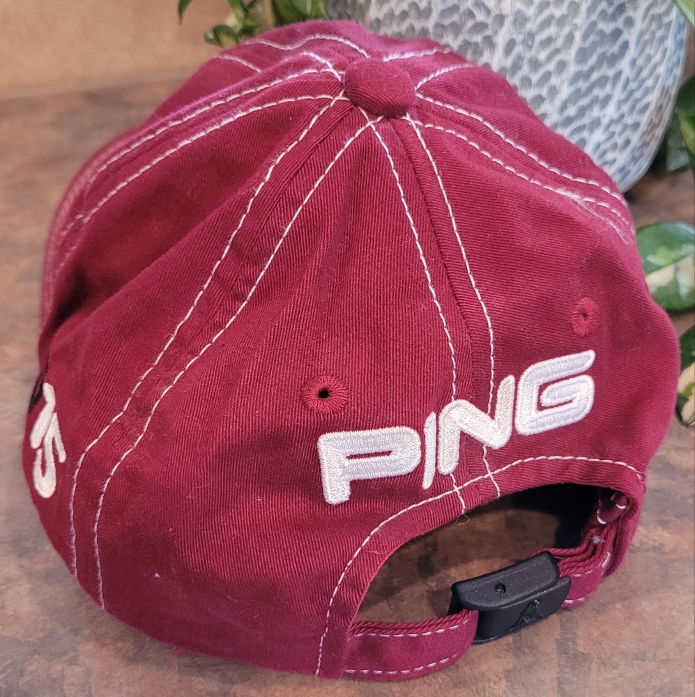 PING Curved Brim, Embroidered Ballcap, Adjustable Buckle Strap - Picture 4 of 7